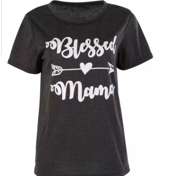 "Blessed Mama" Graphic T-shirt Tee arrow heart - Picture 2 of 4